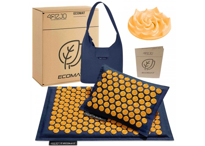 Килимок акупунктурний з подушкою 4FIZJO Eco Mat Аплікатор Кузнєцова Navy Blue/Orange (P-5907739312143)