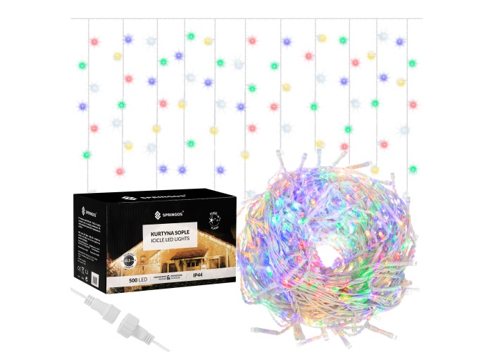 Гірлянда бахрома вулична (зовнішня) Springos 20 м 500 LED + Flash CL0519 Mix