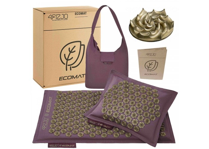Килимок акупунктурний з подушкою 4FIZJO Eco Mat Аплікатор Кузнєцова Wine Red/Gold (P-5907739312907)