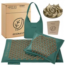 Килимок акупунктурний з подушкою 4FIZJO Eco Mat Аплікатор Кузнєцова Navy Green/Gold (P-5907739312891)