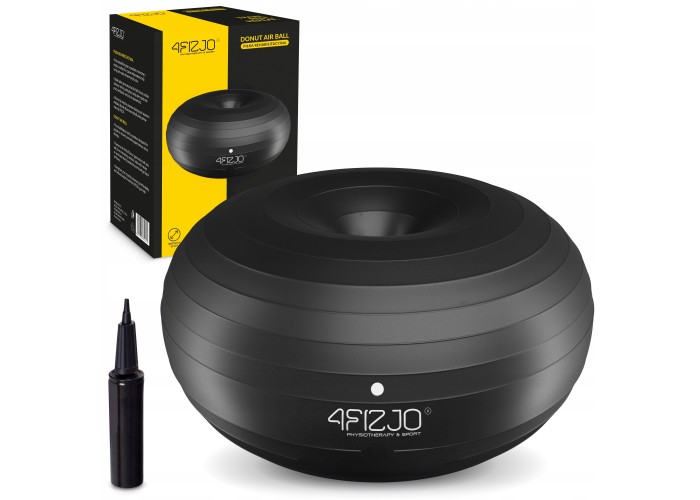 М'яч для фітнесу (пончик) 4FIZJO Air Ball Donut 50 x 27 см Anti-Burst Black (P-5907739312952)