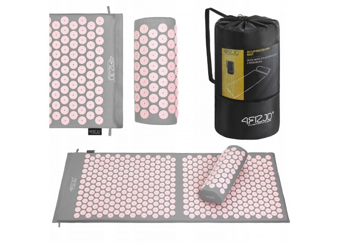 Килимок акупунктурний з валиком 4FIZJO Classic Mat XL Аплікатор Кузнєцова Grey/Pink (P-5907739313294)