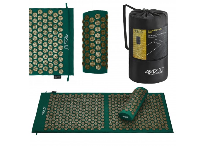 Килимок акупунктурний з валиком 4FIZJO Classic Mat XL Аплікатор Кузнєцова Navy Green/Gold (P-5907739313317)