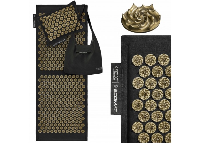 Килимок акупунктурний з подушкою 4FIZJO Eco Mat XL Аплікатор Кузнєцова Black/Gold (P-5907739313591)