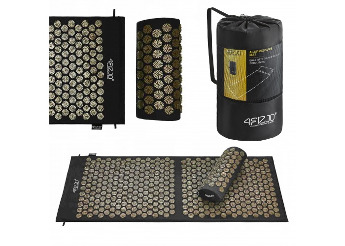 Килимок акупунктурний з валиком 4FIZJO Classic Mat XL Аплікатор Кузнєцова Black/Gold (P-5907739315052)
