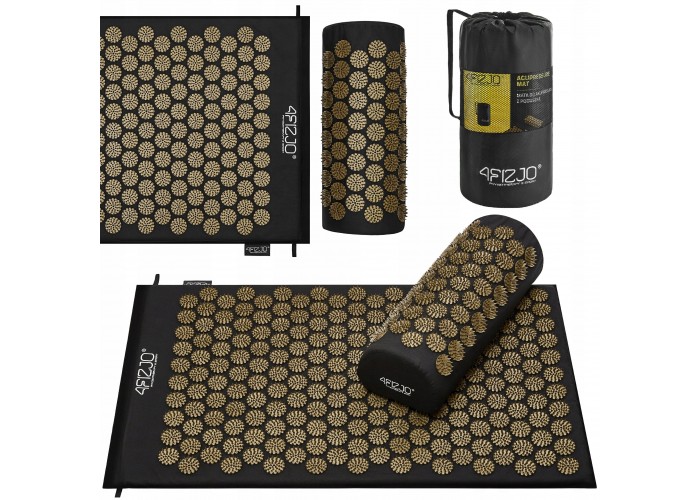 Килимок акупунктурний з валиком 4FIZJO Classic Mat Аплікатор Кузнєцова Black/Gold (P-5907739314987)