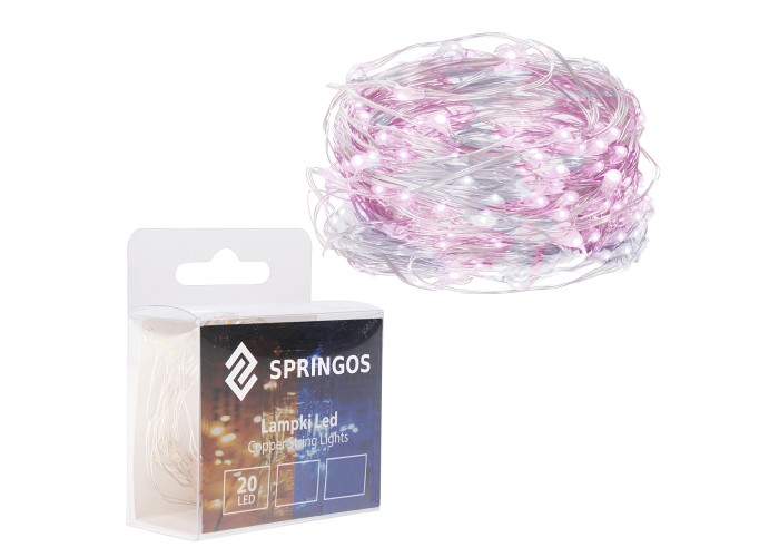 Гірлянда на батарейках Springos 1.9 м 20 LED CL0013 Cold White/Pink