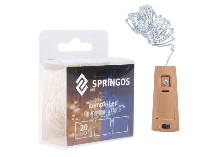 Гірлянда корок у пляшку на батарейках Springos 1.9 м 20 LED CL0027 Cold White