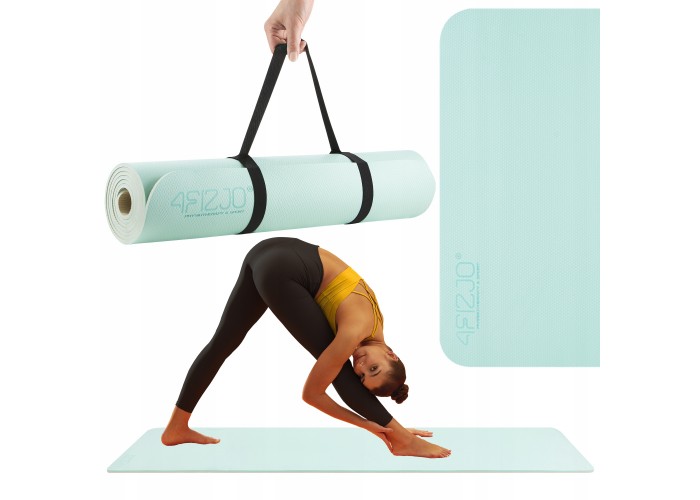 Килимок (мат) спортивний 4FIZJO TPE 180 x 60 x 0.6 см для йоги та фітнесу Mint/Grey (P-5907739317070)