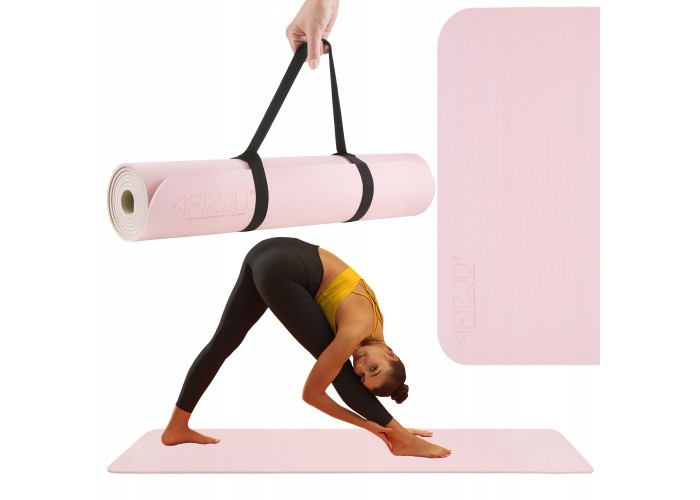 Килимок (мат) спортивний 4FIZJO TPE 180 x 60 x 0.6 см для йоги та фітнесу Pink/Grey (P-5907739317063)