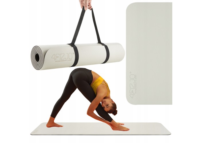 Килимок (мат) спортивний 4FIZJO TPE 180 x 60 x 0.6 см для йоги та фітнесу Grey/Black (P-5907739317100)