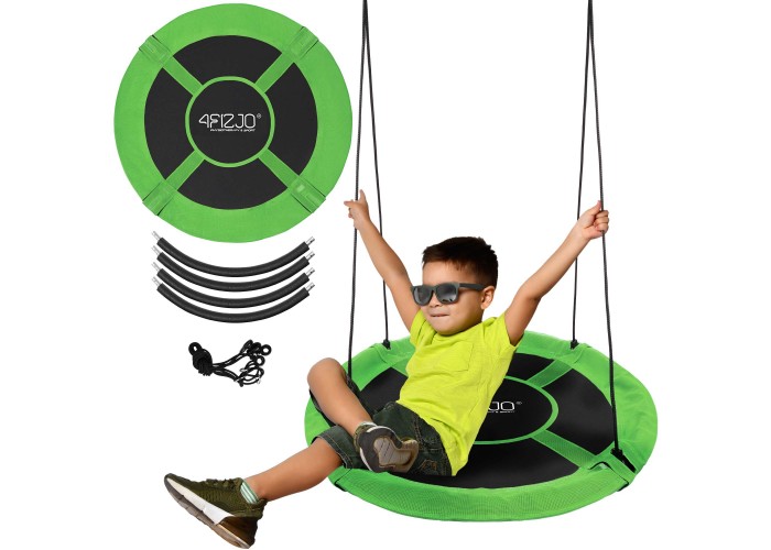 Гойдалка-гніздо кругла 4FIZJO L 100 см Black/Green (P-5907739314512)