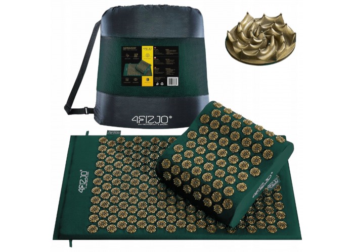 Килимок акупунктурний з подушкою 4FIZJO Ergo Mat Аплікатор Кузнєцова Navy Green/Gold (P-5907739315076)