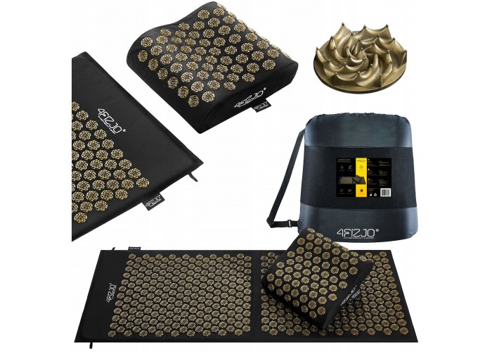 Килимок акупунктурний з подушкою 4FIZJO Ergo Mat XL Аплікатор Кузнєцова Black/Gold (P-5907739313843)