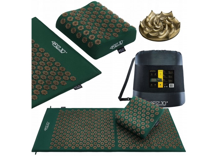 Килимок акупунктурний з подушкою 4FIZJO Ergo Mat XL Аплікатор Кузнєцова Navi Green/Gold (P-5907739315083)