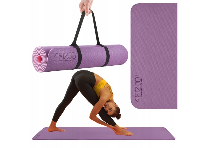 Килимок (мат) спортивний 4FIZJO TPE 180 x 60 x 0.6 см для йоги та фітнесу Violet/Pink (P-5907739316950)