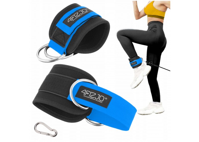 Манжети для тяги 4FIZJO Ankle Strap 2 шт Black/Blue (P-5907739314833)