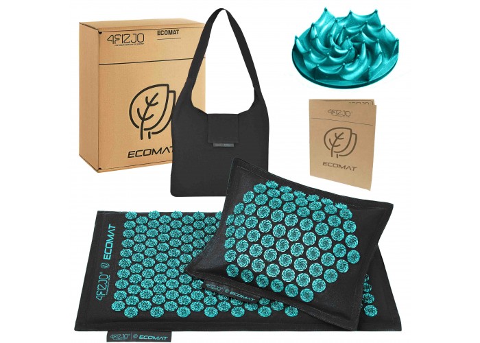 Килимок акупунктурний з подушкою 4FIZJO Eco Mat Аплікатор Кузнєцова Black/Blue (P-5907739316684)