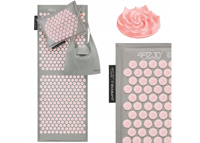 Килимок акупунктурний з подушкою 4FIZJO Eco Mat XL Аплікатор Кузнєцова Grey/Pink (P-5907739313607)