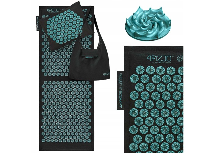 Килимок акупунктурний з подушкою 4FIZJO Eco Mat XL Аплікатор Кузнєцова Black/Blue (P-5907739317452)