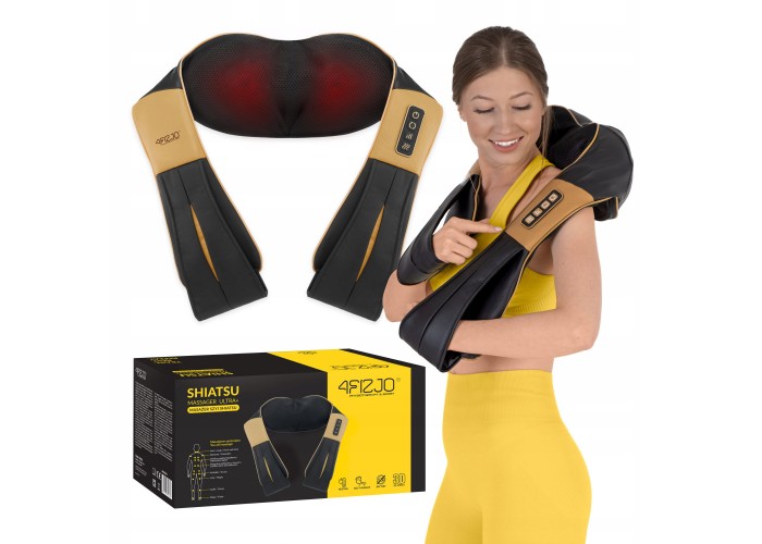 Накидка-масажер 4FIZJO Shiatsu Ultra+ для шиї та спини, акумуляторний Black/Gold (P-5907739319081)