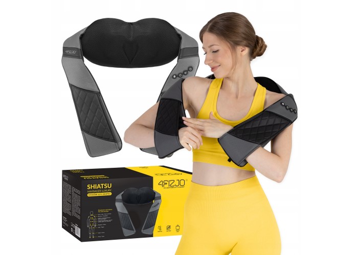 Накидка-масажер 4FIZJO Shiatsu Luxury+ для шиї та спини, акумуляторний Grey (P-5907739319104)
