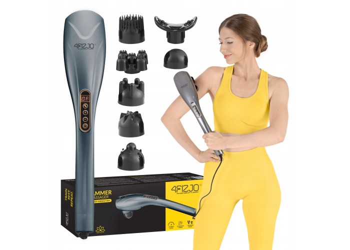 Ручний вібраційний масажер для тіла 4FIZJO Long Stick 7 в 1 Grey (P-5907739319135)