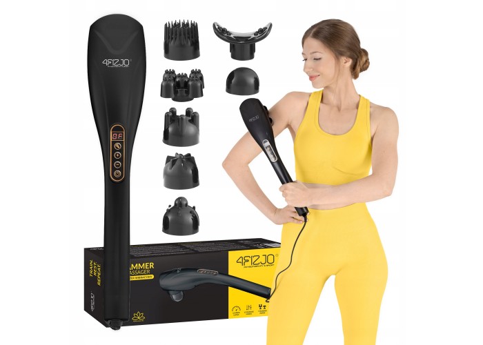 Ручний вібраційний масажер для тіла 4FIZJO Long Stick 7 в 1 Black (P-5907739319142)