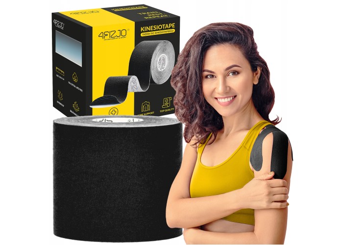 Стрічка кінезіологічна (кінезіо тейп) 4FIZJO 7.5 см x 5 м Black (P-5907739318886)