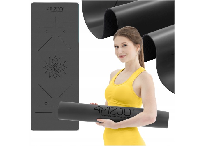 Килимок (мат) спортивний 4FIZJO PU 183 x 61 x 0.4 см для йоги та фітнесу Black (P-5907739319531)
