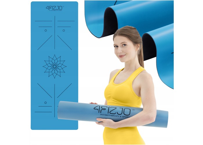 Килимок (мат) спортивний 4FIZJO PU 183 x 61 x 0.4 см для йоги та фітнесу Blue (P-5907739319555)
