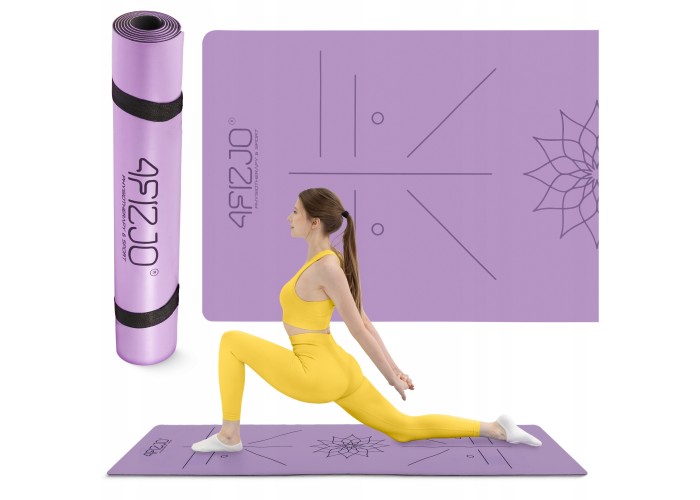 Килимок (мат) спортивний 4FIZJO PU 183 x 61 x 0.4 см для йоги та фітнесу Violet (P-5907739319548)