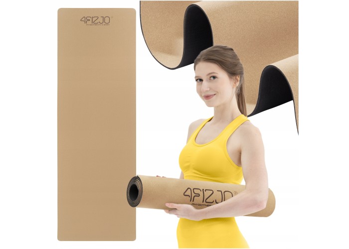 Килимок (мат) спортивний 4FIZJO Cork 183 x 61 x 0.4 см для йоги та фітнесу (P-5907739319562)