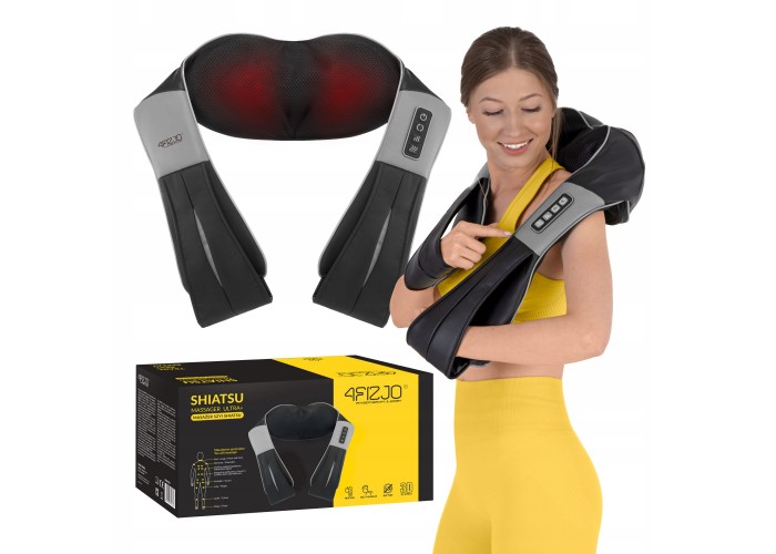 Накидка-масажер 4FIZJO Shiatsu Ultra+ для шиї та спини, акумуляторний Black/Grey (P-5907739319098)