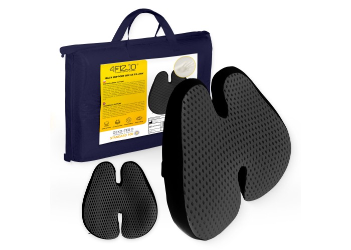 Ортопедична подушка 4FIZJO для спини 41 x 40 см Black (P-5907739318763)