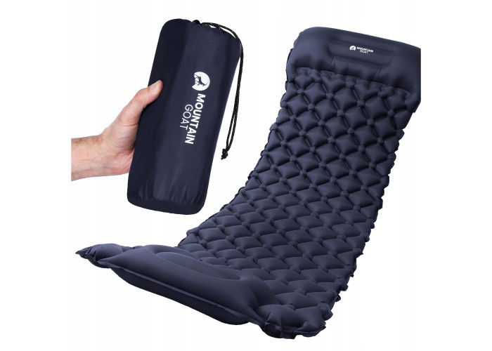 Килимок (каримат) надувний Mountain Goat 190 x 58 x 5 см з вбудованим насососм Navy Blue (P-5905973400916)