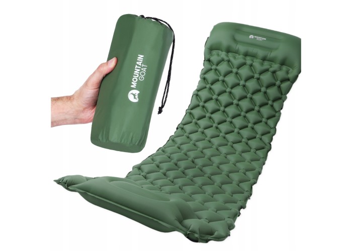 Килимок (каримат) надувний Mountain Goat 190 x 58 x 5 см з вбудованим насососм Navy Green (P-5905973400909)
