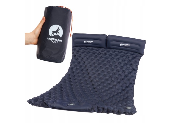 Килимок (каримат) надувний Mountain Goat 200 x 120 x 7 см двомісний з вбудованим насососм Navy Blue (P-5905973400923)