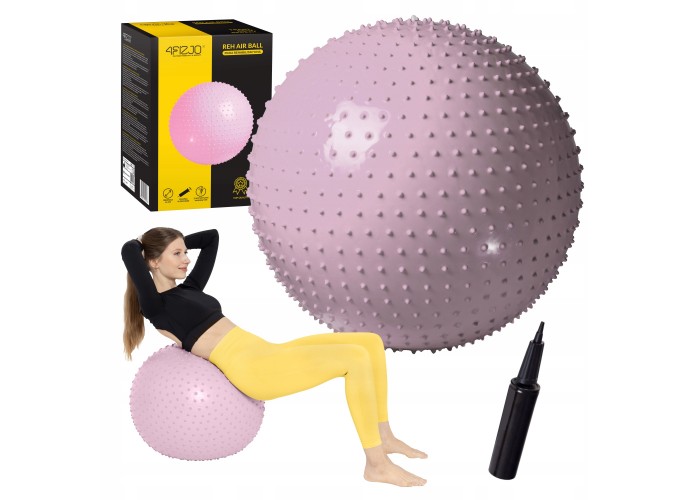 М'яч для фітнесу (фітбол) 4FIZJO 65 см масажний Anti-Burst Pink (P-5905973400220)