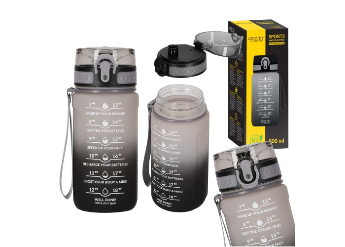 Пляшка для води спортивна 4FIZJO 500 мл Grey/Black (P-5905973400725)
