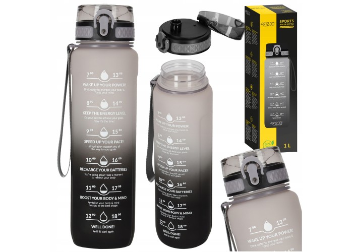 Пляшка для води спортивна 4FIZJO 1000 мл Grey/Black (P-5905973400756)