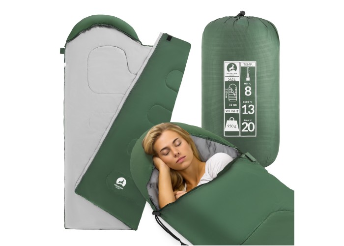 Спальний мішок (спальник) ковдра Mountain Goat 2 в 1 Standard 8 ...+20°C R Olive/Grey (P-5905973400961)