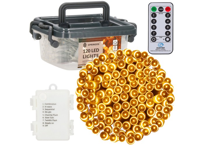 Гірлянда на батарейках Springos 9 м 120 LED CL0171 Warm White