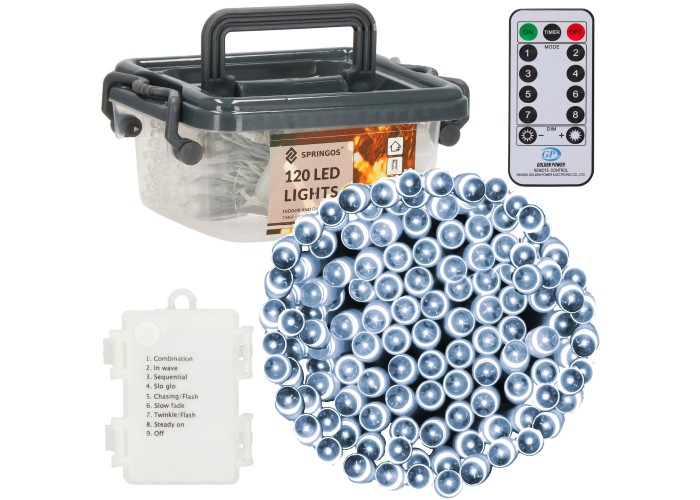 Гірлянда на батарейках Springos 9 м 120 LED CL0172 Cold White