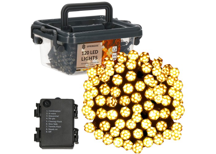 Гірлянда на батарейках Springos 9 м 120 LED CL0174 Warm White