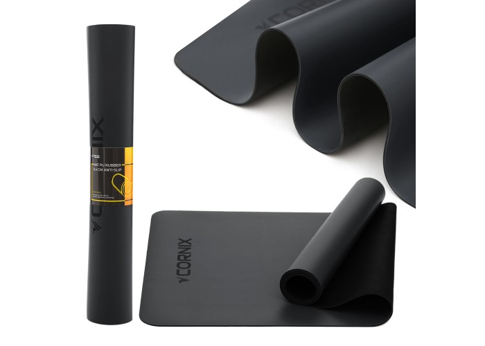 Килимок спортивний Cornix PU 183 x 68 x 0.4 см для йоги та фітнесу XR-0317 Black