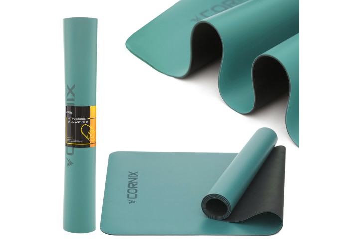 Килимок спортивний Cornix PU 183 x 68 x 0.4 см для йоги та фітнесу XR-0318 Turquoise