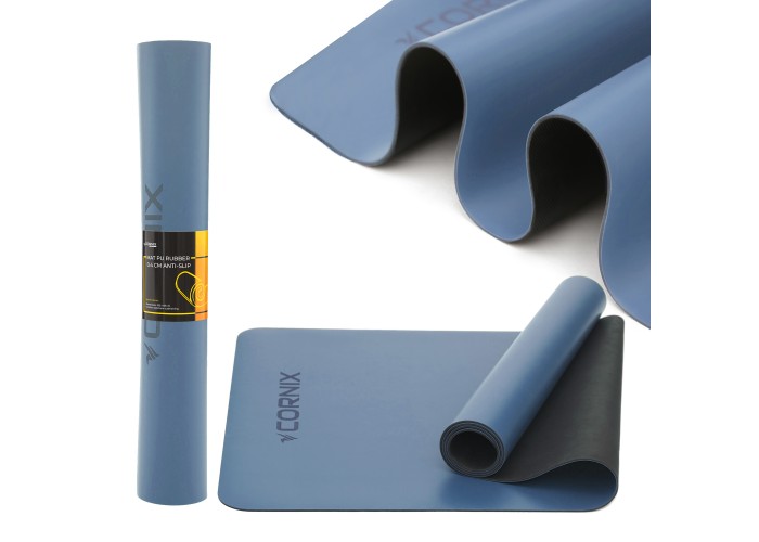 Килимок спортивний Cornix PU 183 x 68 x 0.4 см для йоги та фітнесу XR-0319 Blue
