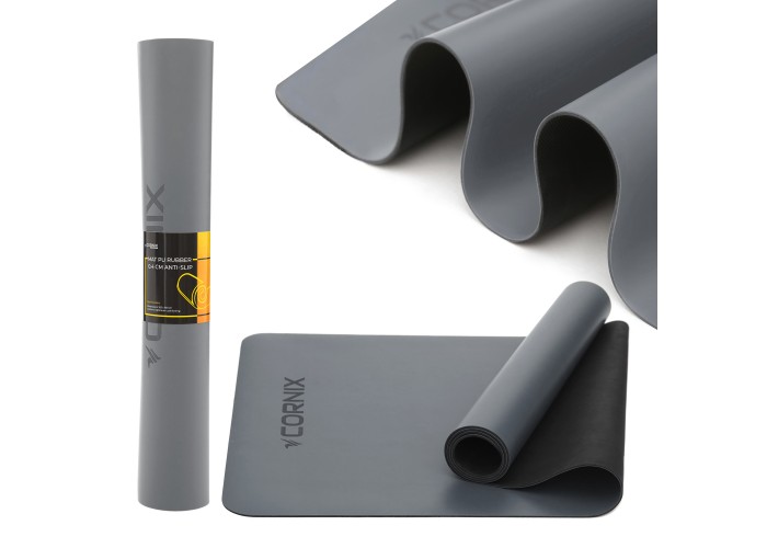 Килимок спортивний Cornix PU 183 x 68 x 0.4 см для йоги та фітнесу XR-0320 Grey