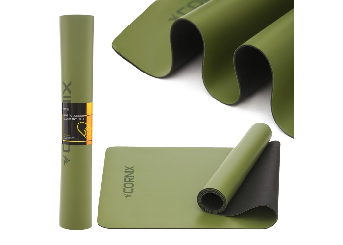 Килимок спортивний Cornix PU 183 x 68 x 0.4 см для йоги та фітнесу XR-0321 Green